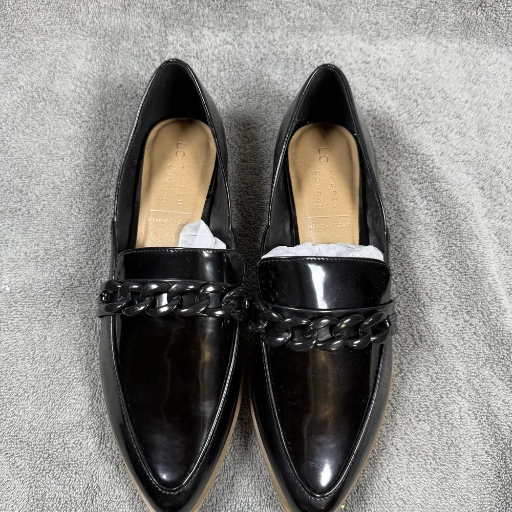 LC‎ Lauren Conrad Women's Memory Foam DEMII Loafers Black M 6.5 9 9.5 New